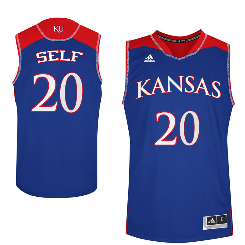 Men Kansas Jayhawks #20 Tyler Self College Basketball Jerseys Sale-Blue - Click Image to Close